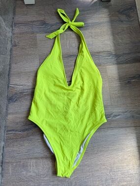 Neon One-Piece Plunging Swimsuit